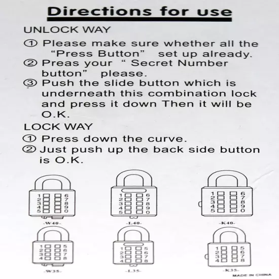 MIONI 10 Digit Push Button Combination Padlock, 5 Digit Locking Mechanism,Blu...