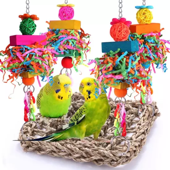 Parakeet Toys Bird Conure Birdcage Stands Foraging colorful 