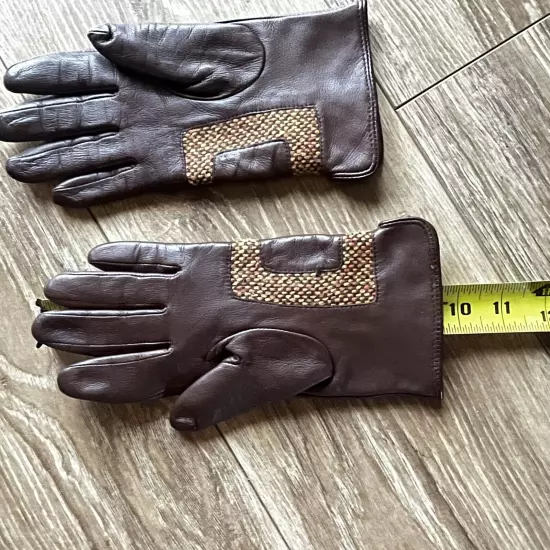 Echo Brown Leather Women Gloves Size Large Polyester Lining Winter Driving Warm