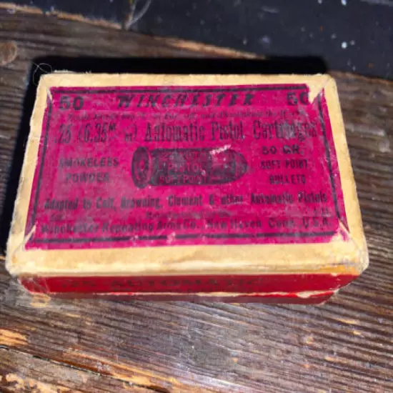 Vintage Winchester .25 Automatic Ammo Box EMPTY