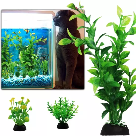 Fish Tank Accessories Green Plants, 10Pcs Green Fish Tank Decorations, Aquarium 