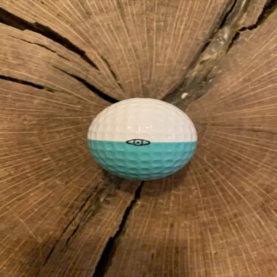 VINTAGE AQUA AND WHITE PING EYE GOLF BALL