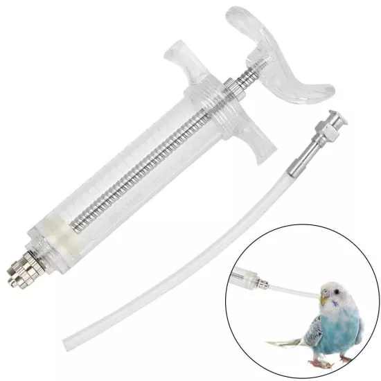 Birds Parrot Feeding Syringe Manual Rearing Gavage Curved Needle Medication Tube