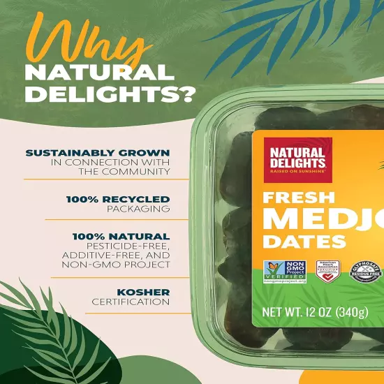 Medjool Dates - Jumbo USDA Certified Organic Pitted Dates Medjool, Non-Gmo Verif