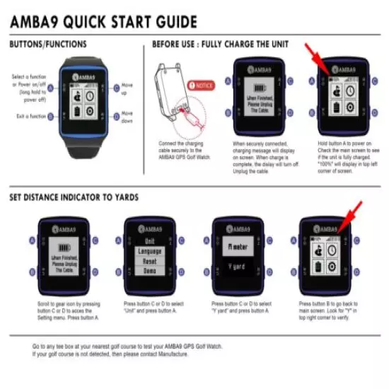 Amba9 GPS Golf Watch, 1 Volvik V-Logo Golf Hat, 5 Ball Markers, 1 Hat Clip