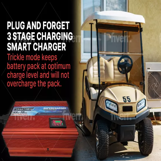 EZGO 10 AMP RXV & TXT Golf Cart Battery Charger LED DISPLAY 48V Open Box