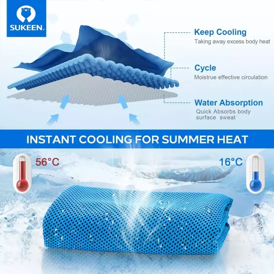 4 Pack Cooling Towel (40"x12"),Ice Towel,Soft Breathable Chilly Towel