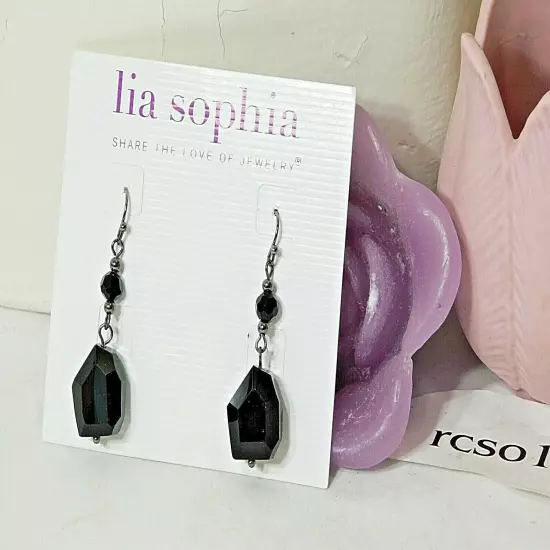 Gorgeous Lia Sophia "SWANK" Dangle Earrings, Glass Beads, NWT 