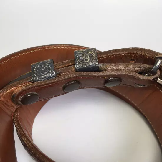 Tony Lama Leather Belt With Crumrine Buckle Fittings Size 40 Vintage Western