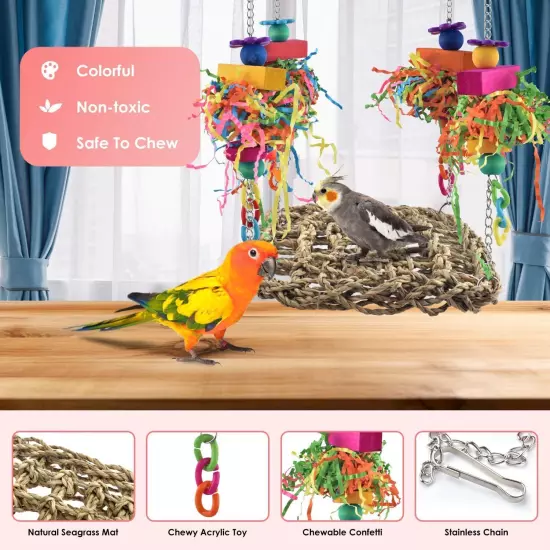 KATUMO Conure Toys, Bird Grass Swing Mat Parrot 6.4 x x 0.78 inch 