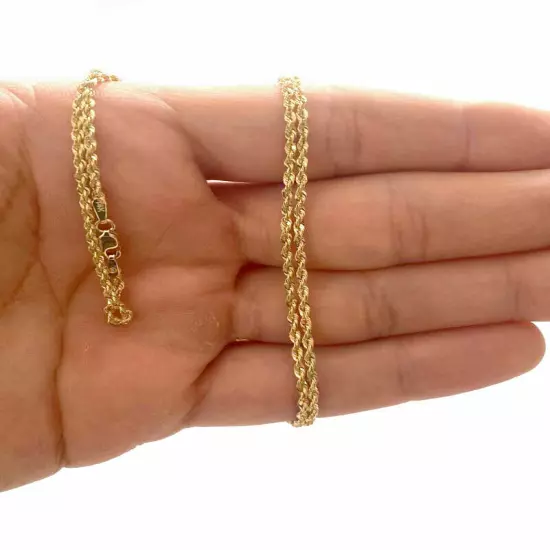 14k Solid Yellow Gold Rope Chain Necklace Bracelet 1mm-10mm Men Women Sz 7"-30"