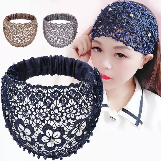 Women Wide Lace Headband Elastic Bandana Turban Hair Band Ladies Summer Sport †