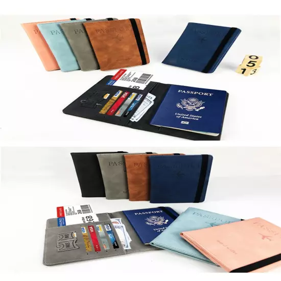 RFID Pu Leather Strap Passport Bag Holder Multi-Function ID Bank Card Wallet