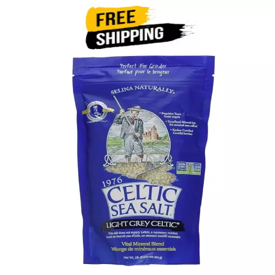 Light Grey Celtic Sea Salt 1 Pound Resealable Bag – Additive-Free, Delicious Sea