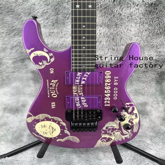 ST Custom Purple Ouija Electric Guitar Black Part Basswood Body High Quality