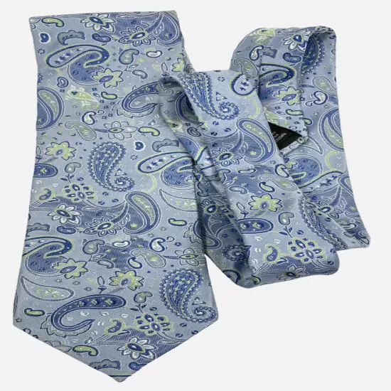 Croft & Barrow Blue Paisley Floral Silk Necktie Tie Men's 3.5" x 58"