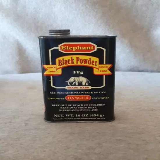 Vintage ELEPHANT Black Powder trade mark Tin Can Brazil & Arlington Texas