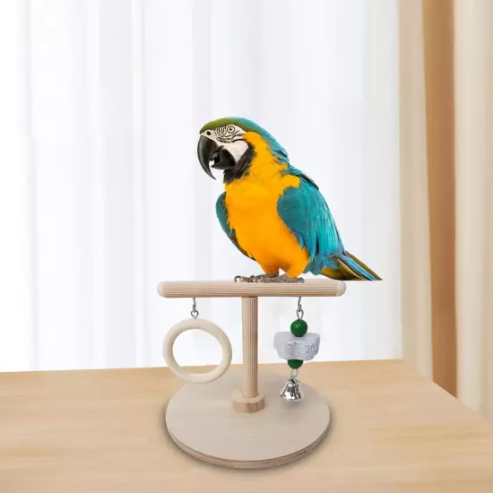 Parrots Playstand Wooden Portable Play Desktop Wood Birds Cage Toys Platform for