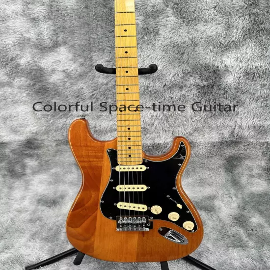 ST Custom Solid Brown Electric Guitar Maple Fretboard Maple Neck High Quality