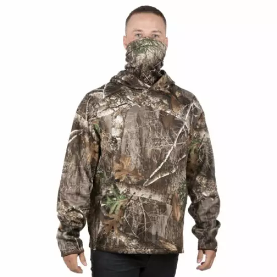 Realtree Edge Men's Performance Pullover Sweatshirt Hooded Hoodie w/ Neck Gaiter