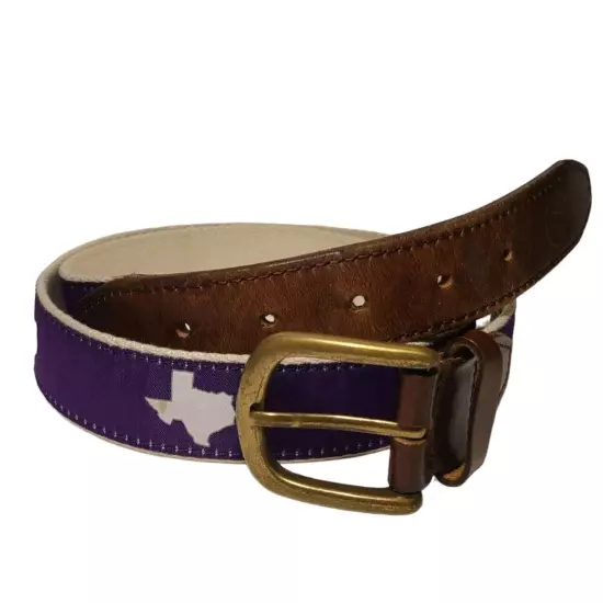 State Tradition Belt Purple White Leather USA Men Sz 38 Traditional Game Day TCU