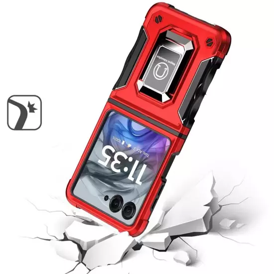 For Motorola Razr 2024 Phone Case Defender Metal Ring Magnetic Kickstand Cover