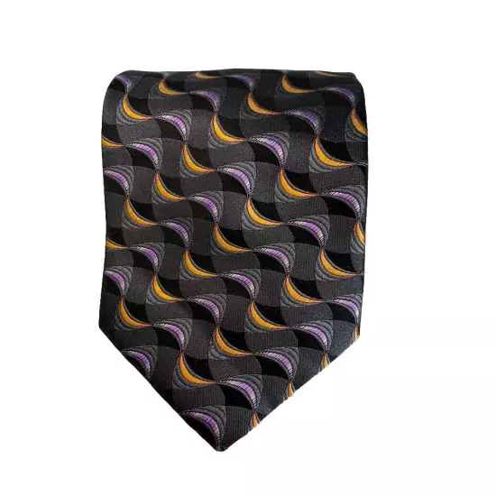 SETAZONE Mens 100% Silk Black With Multicolor Pattern