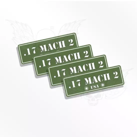 Ammo Can Decals 17 MACH 2 - Four Ammo Can Stickers - Ammo Can Labels Olive OD