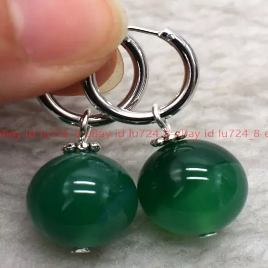 8/10/12mm Natural Multicolor Gemstone Round Beads Silver Leverback Earrings