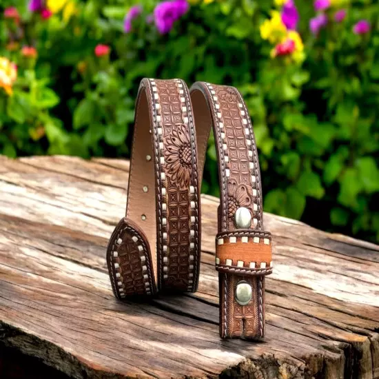 Western Belt Handmade Strap Men's Full Grain Leather No Buckle Cowboy Rodeo Belt