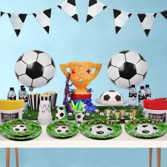 Soccer Party Supplies Serves 50, Paper Dinner Plates, Dessert Plates and Napkins