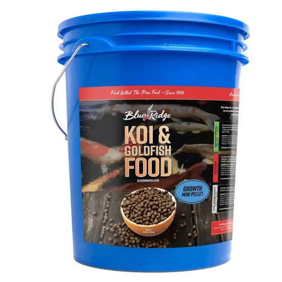 Blue Ridge Koi Fish Food 14lb - Koi Food Mini Growth Formula Goldfish Food, P...