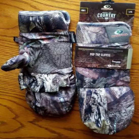 Mens Med 3M Pop Top Mossy Oak Breakup Glomitts Thinsulate Insulated Gloves Camo