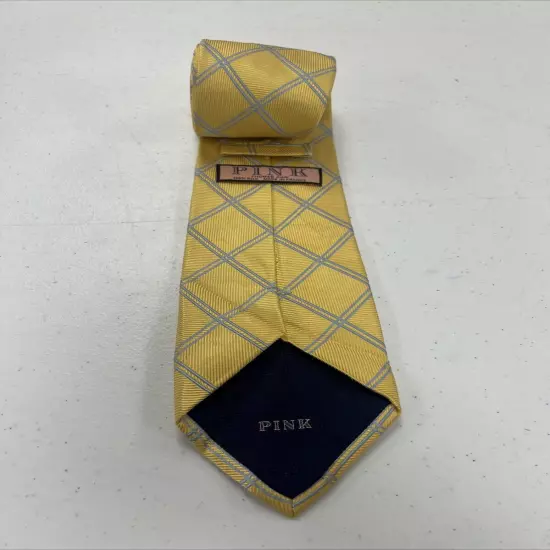 Thomas Pink Men's Yellow Argyle Silk Neck Tie $195