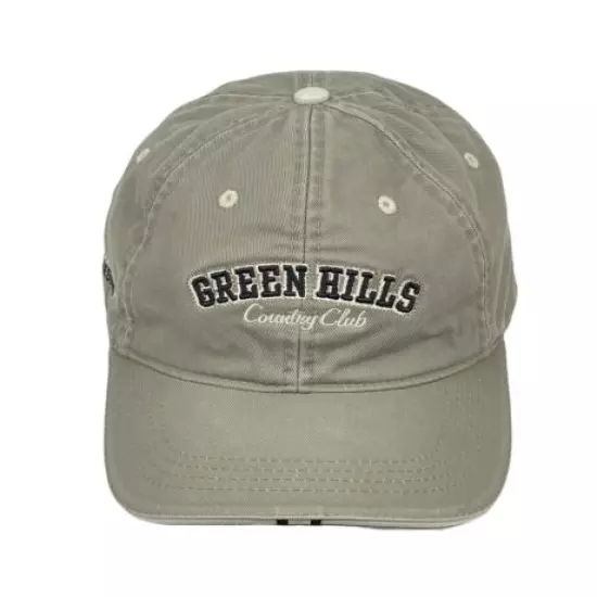 Green Hills Country Club Olive Khaki Strapback Hat Adjustable Faded Ahead Cap