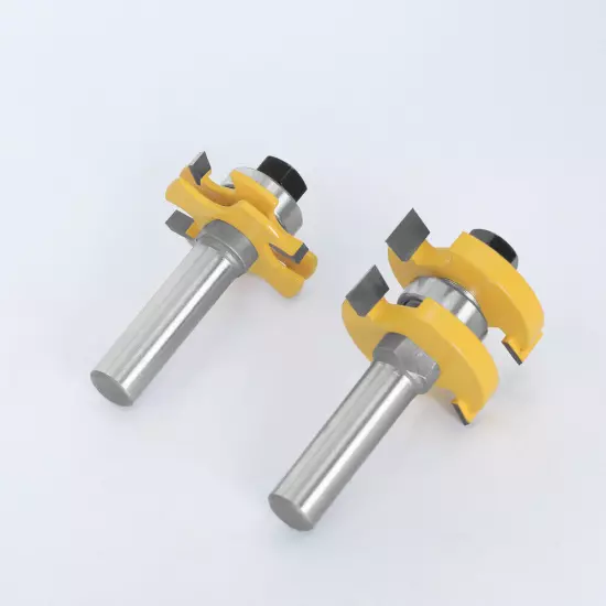 2PCS 1/2in(12.7mm) 12mm Shank Joint Router Bits Set Tongue and Groove Adjustable