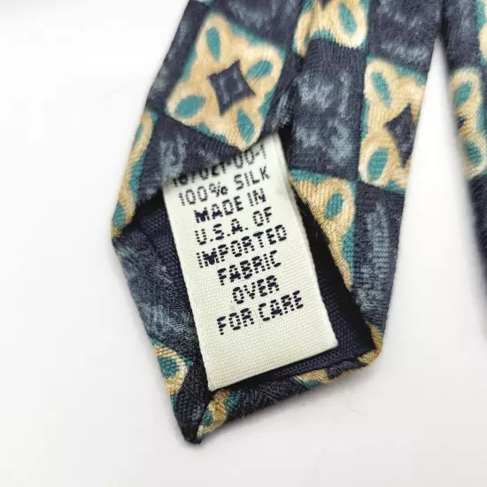 GAP Old Fashioned Style Pattern Geometric Blue Light Gold Silk Business Necktie