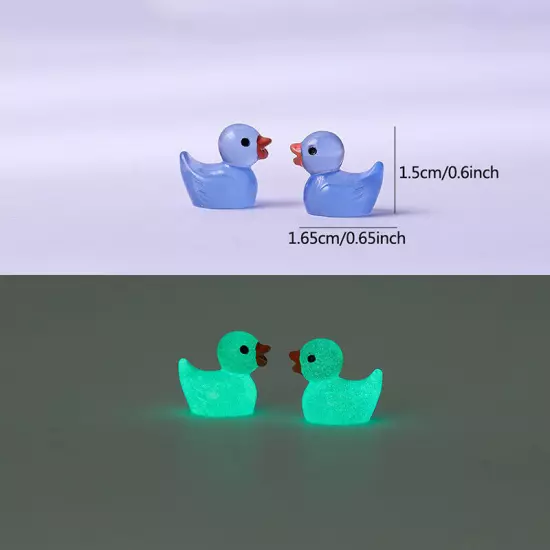 10PCS Mini Luminous Resin Ducks Glow in The Dark Miniature Ornament Tiny Duck Sn