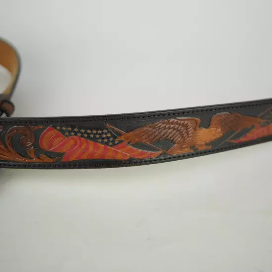 SILVER CREEK Western Leather Men's 42 Brown embroidered leather & Eagle Buckle