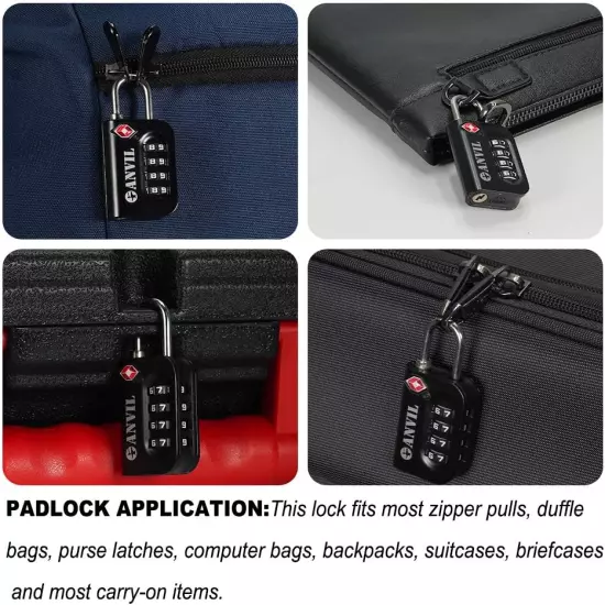 ANVIL TSA Approved Luggage Lock - 4 Digit Combination, 10,000 Combinations, Easy