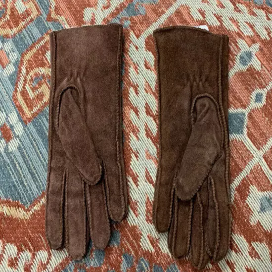 Vintage Gloves 1970s Leather Sherpa Lined Medium