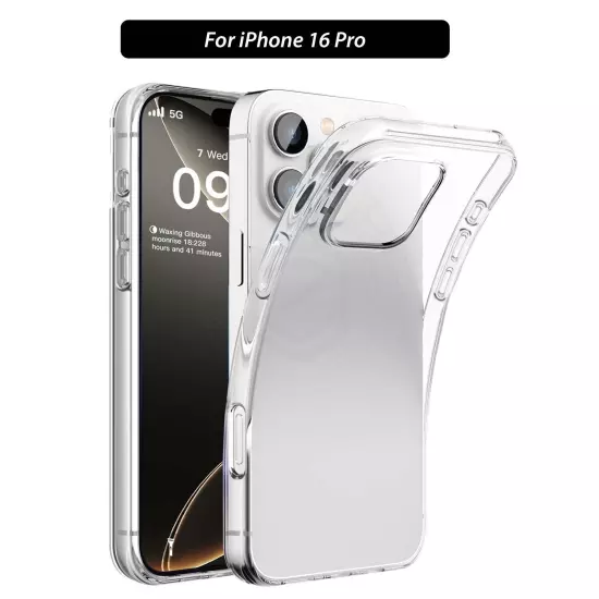 iPhone 16 Pro Max Plus CasePremium Slim Soft Crystal Clear Shockproof For Apple