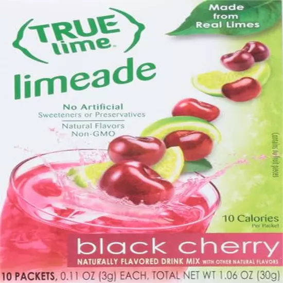 TRUE LIME Black Cherry Limeade Drink Mix (10 Packets) | Made from Real Limes | N