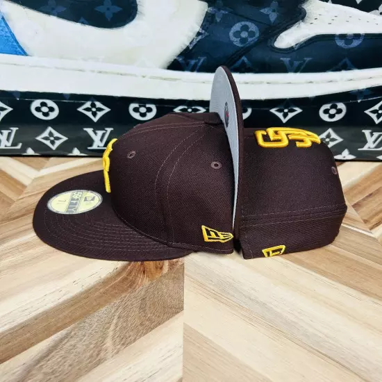 New Era 7 1/4 Upside Down Logo Exclusive San Diego Padres Brown Hat Rare