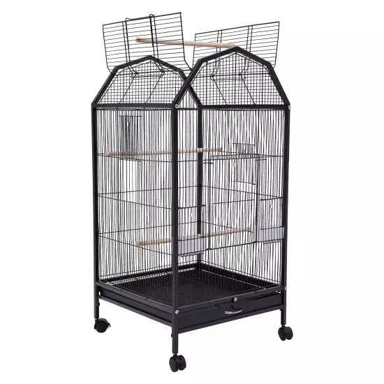 39.9" Large Bird Cage Cockatiel Parakeet Finch Rolling Canary Cage with Stand