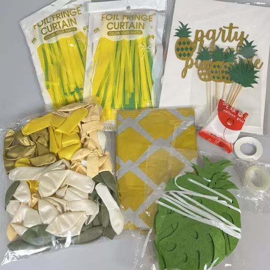 Party Balloons And Decorations Pineapple Theme. New W curtain, streamer, etc. K3