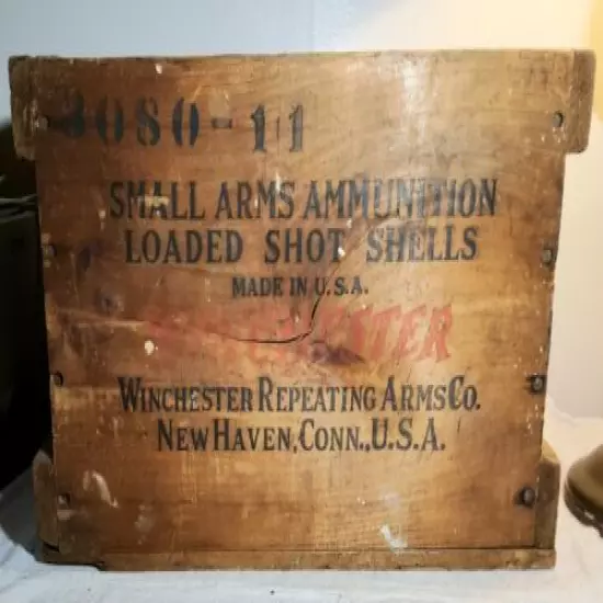 VINTAGE 12 GAUGE WINCHESTER STAYNLESS REPEATER SHOTGUN SHELL AMMUNITION WOOD BOX