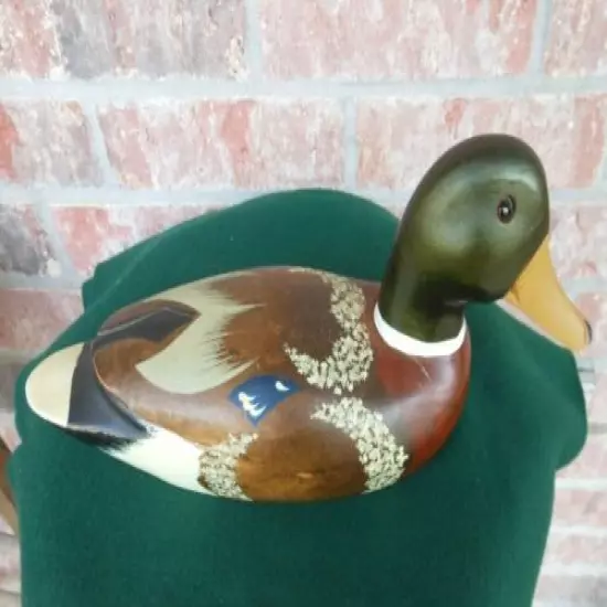 Vintage 14" Solid Wood Decoy Hand Carved And Hand Painted Nice