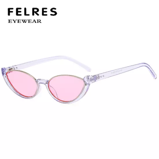 Hot Women Cat Eye Half Frame Sunglasses Purple Frame Pink Lens Shade Glasses 