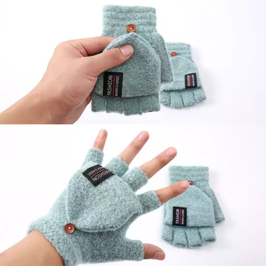 NEW Unisex Mitten Gloves Fingerless Insulated Knit Winter Gloves Men Women Warm□